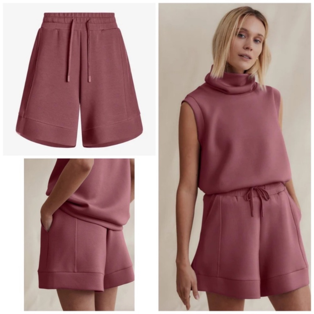 NWT Varley Alder High Rise waist flare wide leg 5.5 inseam loungewear shorts